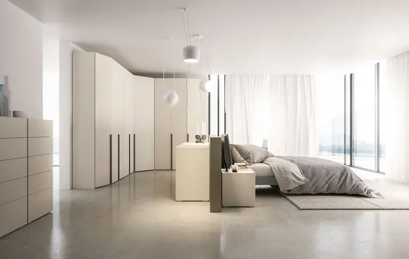 Camera da letto con armadio angolare beige